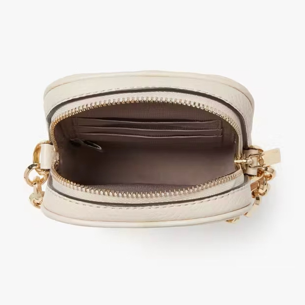 Kate Spade Carlyle Pebbled Leather North South Crossbody Milk Glass Ivory - Picture 4 of 9